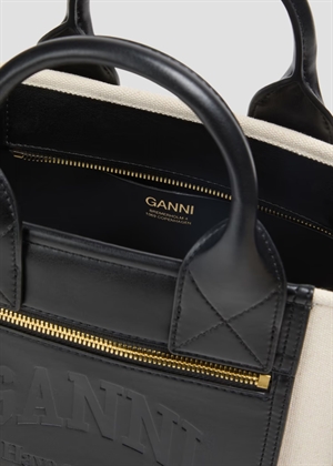 Small Pocket canvas tote Black A6795 Ganni 